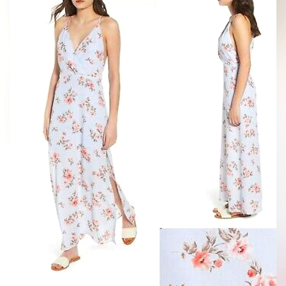 Lush Floral Blue Maxi Dress